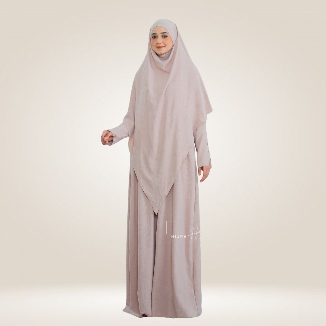 HIJRA STORIES Medina Gamis Syari French Khimar Set Umrah Haji + Free Gift